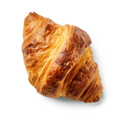 Fresh croissant. Isolated collection elements for design. AI generated. Top view, flatlay. Transparent PNG background.