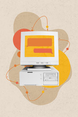 Collage design photo advertisement messenger for every retro device gadget old computer chatting...