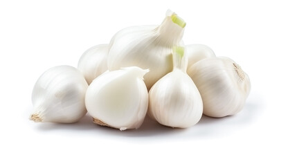 Obraz na płótnie Canvas garlics. Fresh vegetables isolated on white background. Healthy food concept. Generative AI