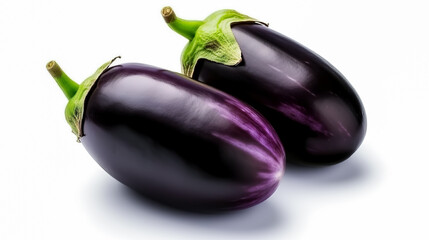 eggplants. Fresh vegetables isolated on white background. Healthy food concept. Generative AI