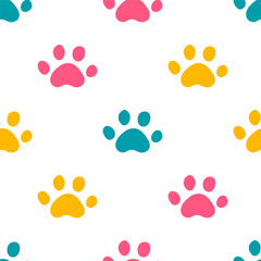 Naklejka na ściany i meble Seamless pattern with colorful paws