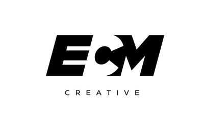 ECM letters negative space logo design. creative typography monogram vector	