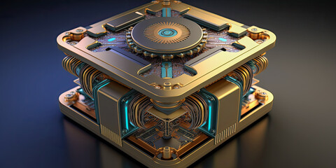 A 3D rendering of a quantum processor - Generative AI