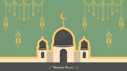 Ramadan Kareem Islamic Greeting Card Background Vector Illustration