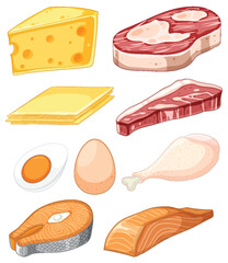 Variety of fat and protein foods collection