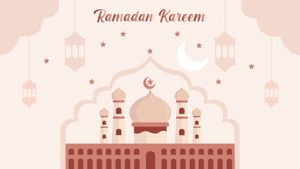 Ramadan Kareem Islamic Greeting Card Background Vector Illustration