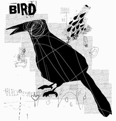 Symbolic image of a bird in the style of graffiti - 583817719