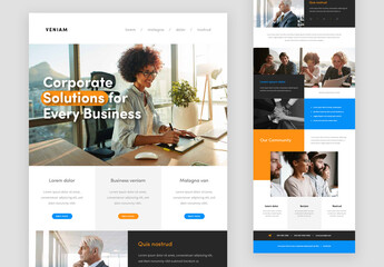 Corporate Design Newsletter With Orange and Blue Accent