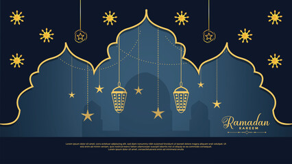 Ramadan Kareem Islamic Greeting Card Background Vector Illustration