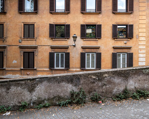 Fototapeta na wymiar Rome, Italy - September 16, 2021: architectural abstract pattern of Rome house
