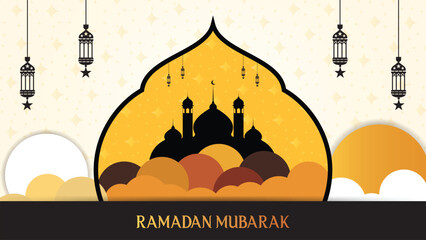 Ramadan Kareem Islamic Greeting Card Background Vector Illustration