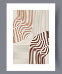 Abstract stripes pastel boho wall art print. Contemporary decorative background with boho. Wall artwork for interior design. Printable minimal abstract stripes poster.