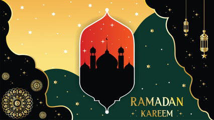 Ramadan Kareem Islamic Greeting Card Background Vector Illustration