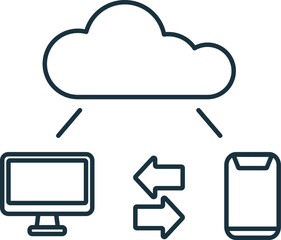 Cloud Data Sharing line icon. Element sign from networking collection. Cloud Data Sharing outline icon sign for web design, infographics and more.