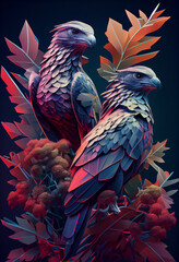 Beautiful geometric Hawks concept, abstract  background. Generative AI technology.
