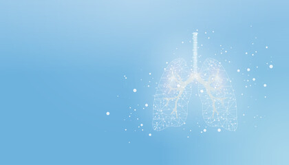 Lungs. Banner template with glowing low poly. Futuristic modern abstract. Vector illustration - obrazy, fototapety, plakaty