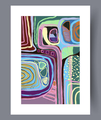 Abstract tracery esoteric hallucination wall art print. Printable minimal abstract tracery poster. Wall artwork for interior design. Contemporary decorative background with hallucination.