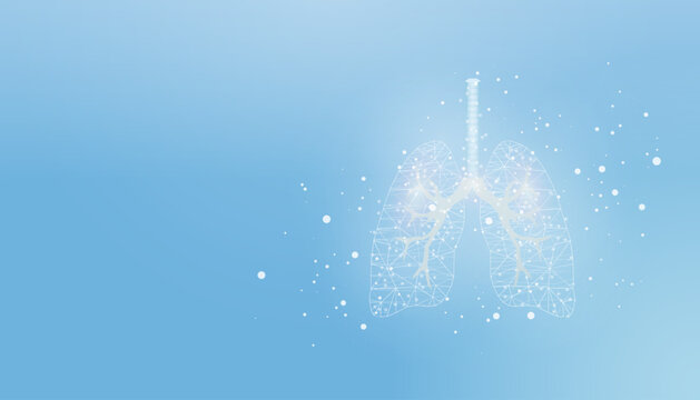 Lungs. Banner Template With Glowing Low Poly. Futuristic Modern Abstract. Vector Illustration