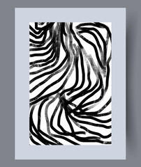Abstract stripes scandinavian chaos wall art print. Contemporary decorative background with chaos. Wall artwork for interior design. Printable minimal abstract stripes poster.