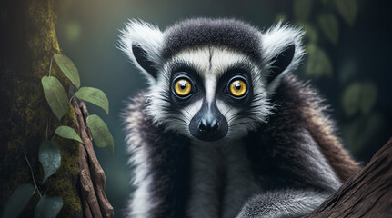 Obraz premium Lemur close up. Generative AI.