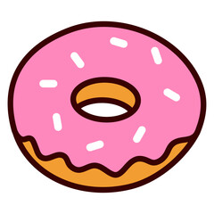 Ilustración de donut aislado con glaseado rosa y toppings