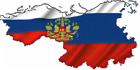 Obraz premium A map of Russia with a waving flag - Generative AI