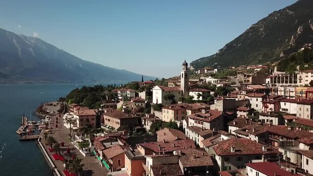 Limone sul Garda, Italy on a sunny day. Aerial view.