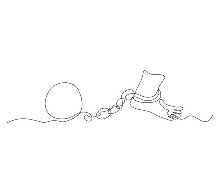 recommend clip art: abstract Leg in shackles, unfreedom,slavery, submission Continuous On Line Drawing