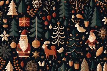 Holidays decorations. Christmas pattern. Beautiful illustration picture. Generative AI