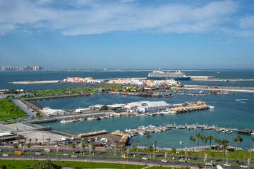 Fototapeta na wymiar Aerial View of Mina District Doha Port Qatar 