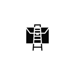 Business briefcase and stairs up. Logo design.