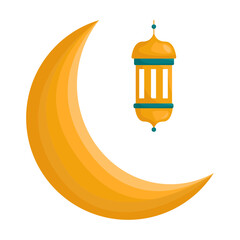 Crescent Moon with Start and Mosque Illustration