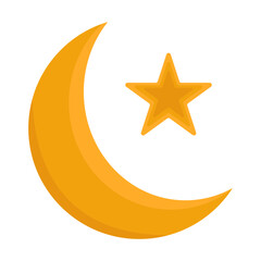 Crescent Moon with Start and Mosque Illustration