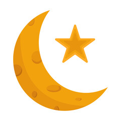 Crescent Moon with Start and Mosque Illustration