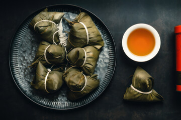 Obraz na płótnie Canvas Zongzi is a must-eat food for Chinese Dragon Boat Festival