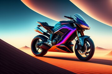 Fototapeta premium motorcycle on the beach