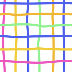 Geometric seamless pattern with colored stripes. Checkered background.