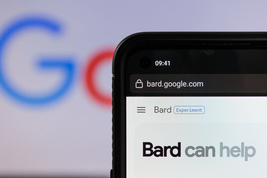 Google bard AI on screen. Google launched new Artificial intelligence chatbot Bard