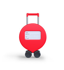Suitcase for travel in the shape of a dot. 3D illustration