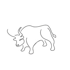 Ox illustration in line art style isolated on white