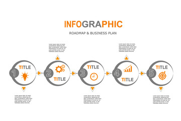 Infographic template for business plan ,strategy, roadmap. 5 Steps Modern Timeline diagram with graphs and business icon, presentation vector infographics