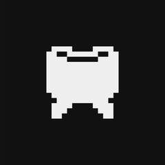 Tooth pixel art icon. 1-bit. Design stickers, logo, app, anatomy, science, medicine, education. Isolated vector illustration.