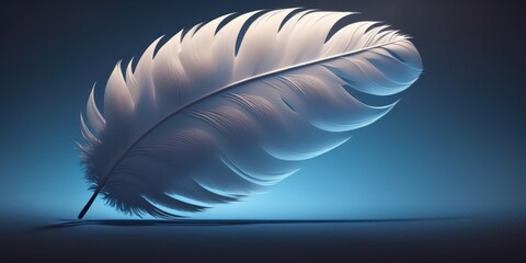 White feather with blue background and sparkles
