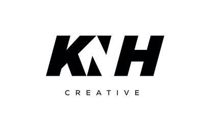 KNH letters negative space logo design. creative typography monogram vector	