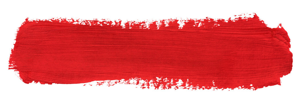 Red line of paint texture isolated on transparent background