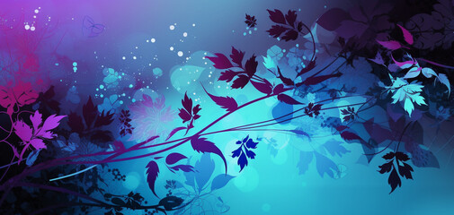 Plakat abstract background with flowers purple blue