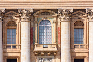 St. Peter's Basilica facade on St. Peter's square in Vatican - obrazy, fototapety, plakaty