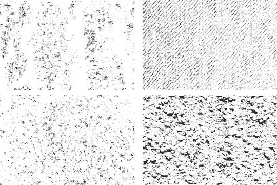 Grunge backgrounds isolated vector set. Damaged textures for vintage graphic effect.