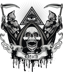 Gothic sign with skull, grunge vintage design t shirts
