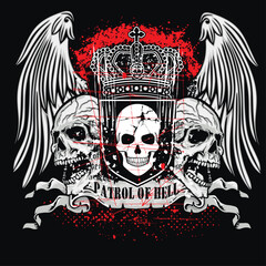 Gothic sign with skull, grunge vintage design t shirts
